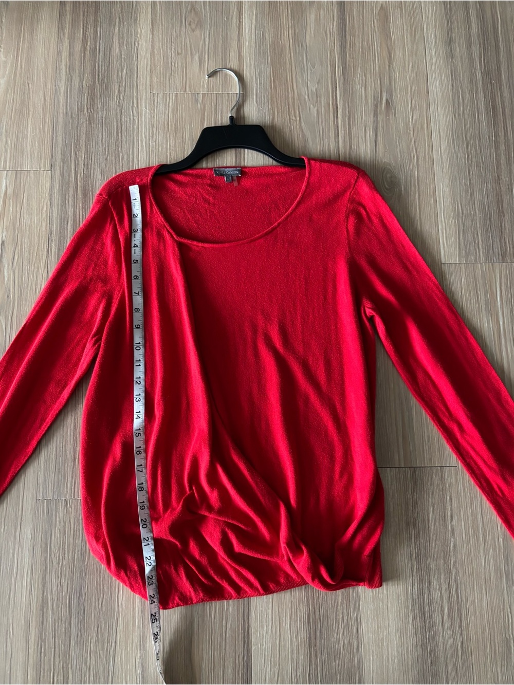 Vince Camuto Sweater Red Faux Wrap Pullover Cotton Modal Womens L Preppy Classic - Picture 6 of 10